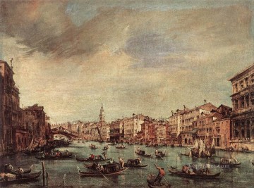The Grand Canal Looking toward the Rialto Bridge Francesco Guardi Venetian Oil Paintings